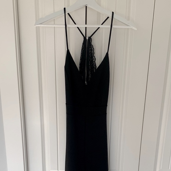 Joe & Elle Pants - Black & lace midi length jumpsuit